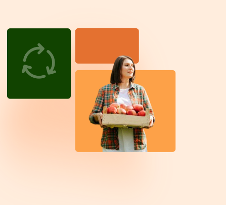 Woman currying a box full of apples
